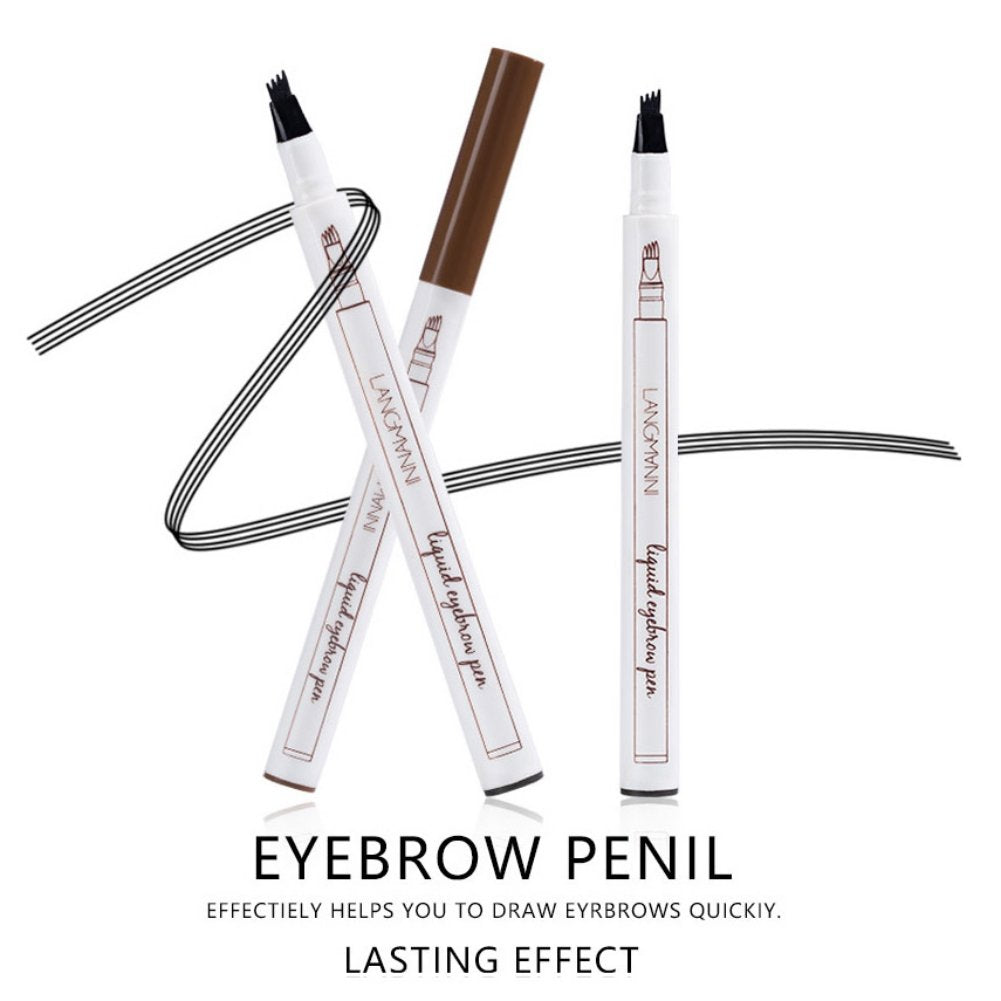 4 Tip Waterproof Eyebrow Pen | Waterproof Tattoo Tint Fine Sketch Liquid Eyebrow Pencil | Createsur Natal Makeup Effect - black