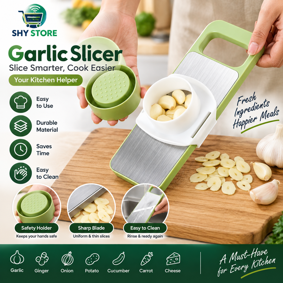 Multifunctional Vegetable Cutter & Slicer Set – Stainless Steel Mandoline Slicer with 5 Interchangeable Blades