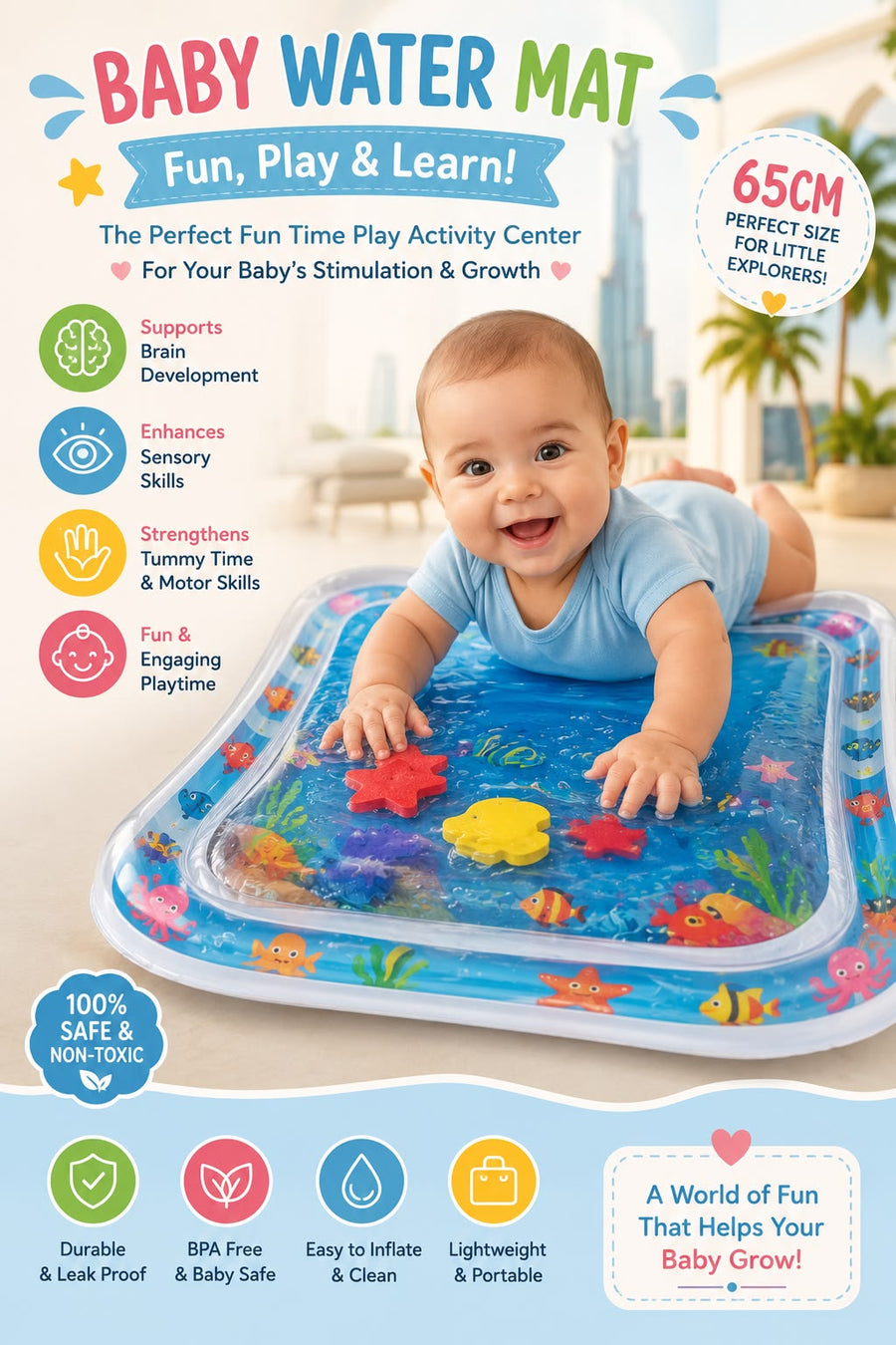 Baby play water mat for joy