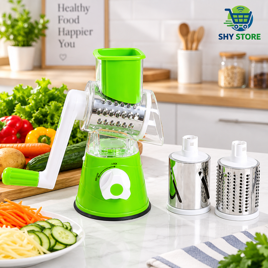Multifunctional Hand Crank Drum Vegetable Cutter And Kitchen Grater With Interchangeable Blades