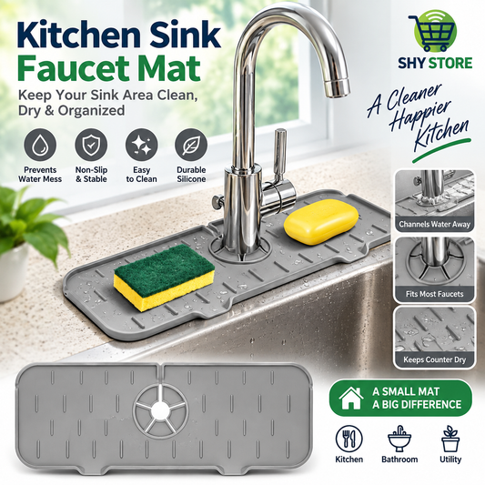 Silicone Kitchen Faucet Splash Guard Sink Mat - Kitchen Accessory Designed For Water Protection And Daily Sink Maintenance Routine